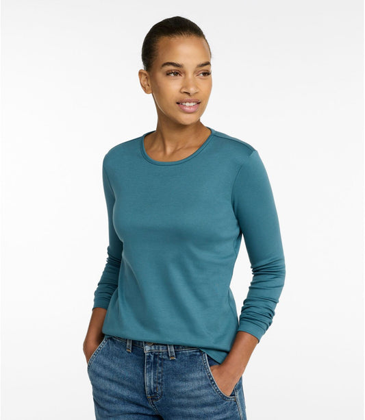 Women's Pima Cotton Tee, Long-Sleeve Crewneck - US 2008