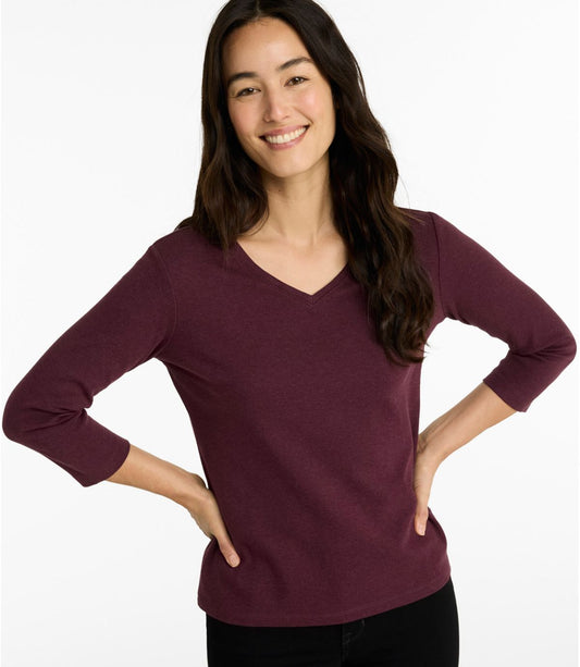 Women's L.L.Bean V-Neck, Three-Quarter-Sleeve - US 2985
