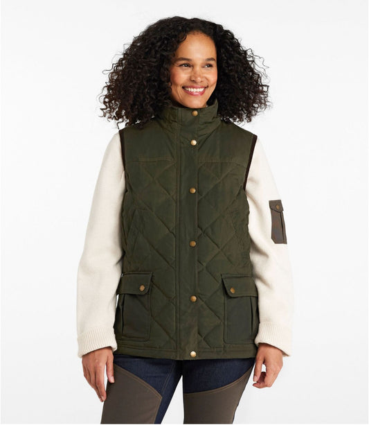 Women's L.L.Bean Upcountry Waxed Cotton Down Vest - US 8714