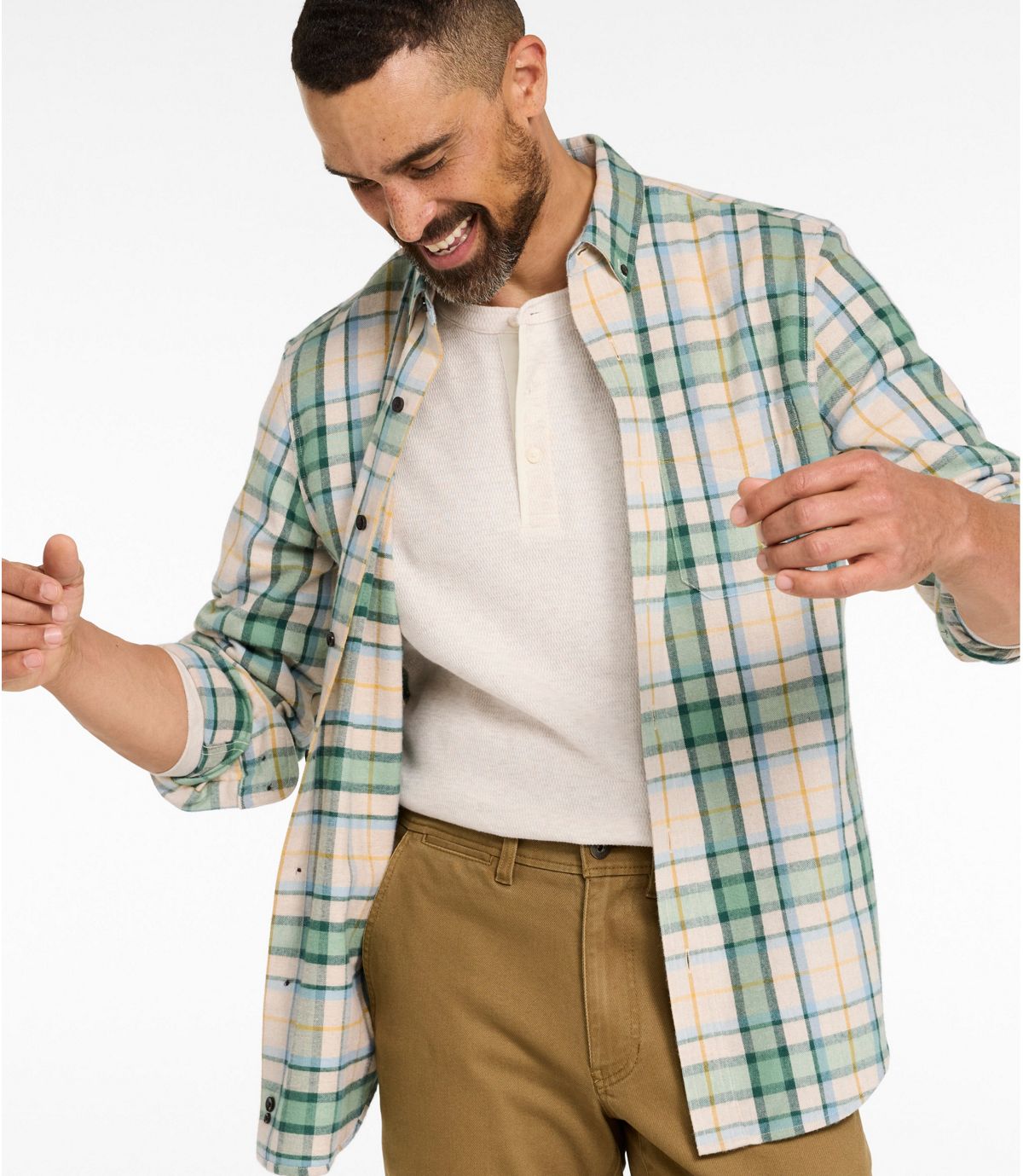 Men's Scotch Plaid Flannel Shirt, Slightly Fitted - US 0705