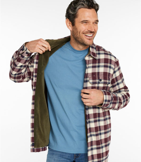 Men's Fleece-Lined Flannel Shirt, Traditional Fit, Plaid - US 5723