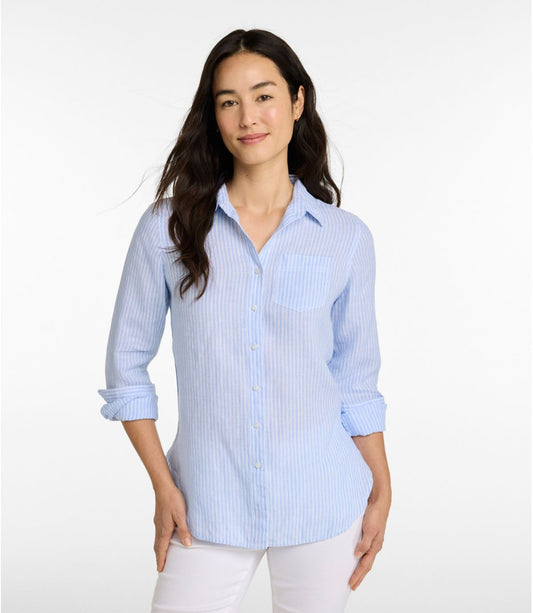 Women's Premium Washable Linen Shirt, Tunic Stripe - US 2994