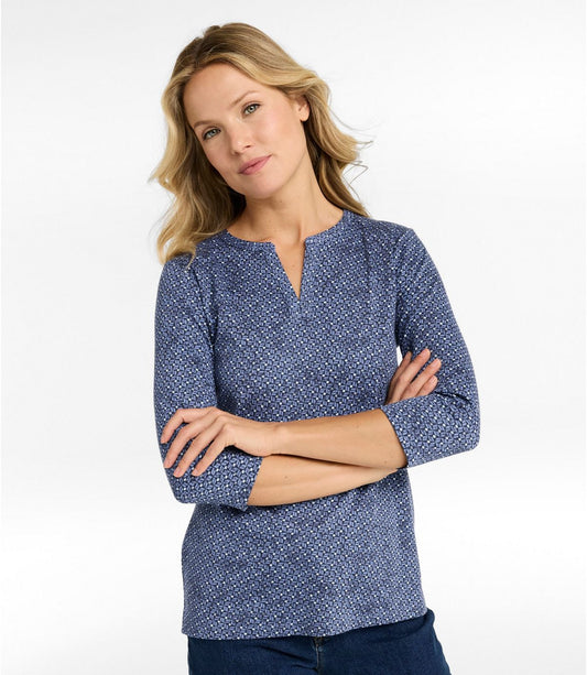 Women's L.L.Bean Tee, Three-Quarter-Sleeve Splitneck Tunic Print - US 7151