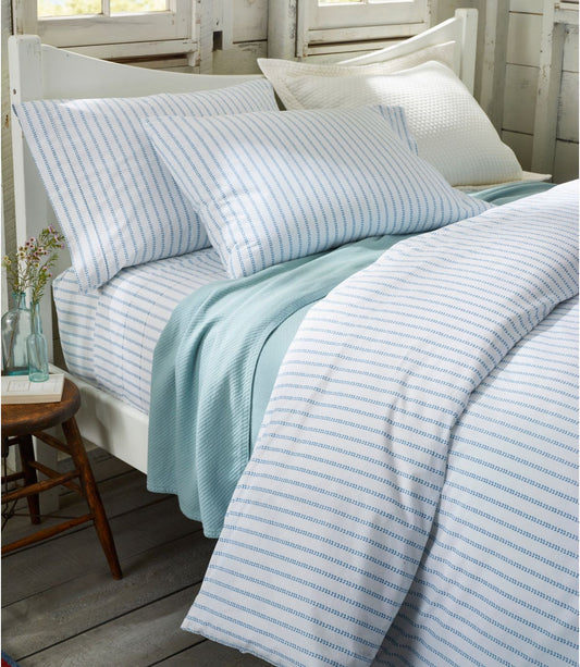 Sunwashed Percale Comforter Cover, Stripe Leaf - US 3628
