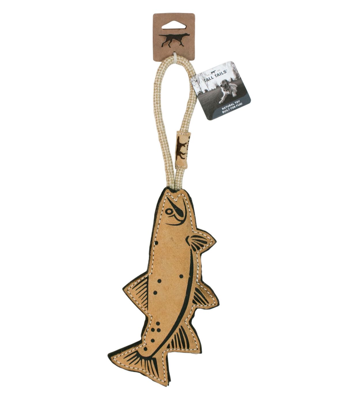 Natural Leather and Wool Fish Dog Tug Toy - US 8100