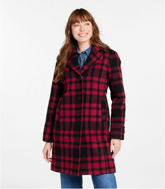 Women's Classic Lambswool Polo Coat, Three-Quarter, Pattern - US 9809