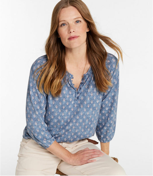 Women's Camden Hills Tee, Three-Quarter-Sleeve Print - US 2591