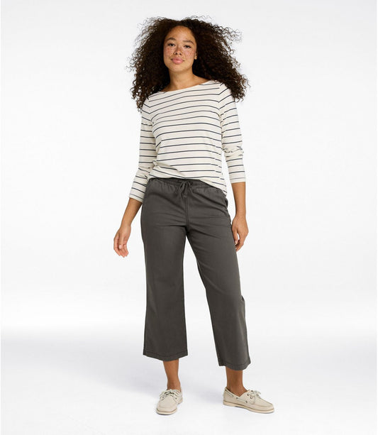 Women's Lakewashed Pull-on Chinos, Mid-Rise Wide-Leg Crop - US 7314