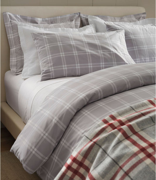 280-Thread-Count Pima Cotton Percale Comforter Cover Collection, Windowpane - US 9986