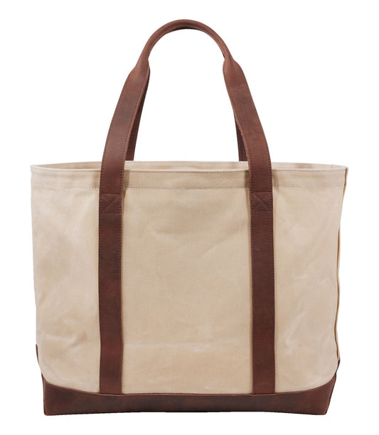 Leather-Trim Waxed Canvas Tote - US 5528