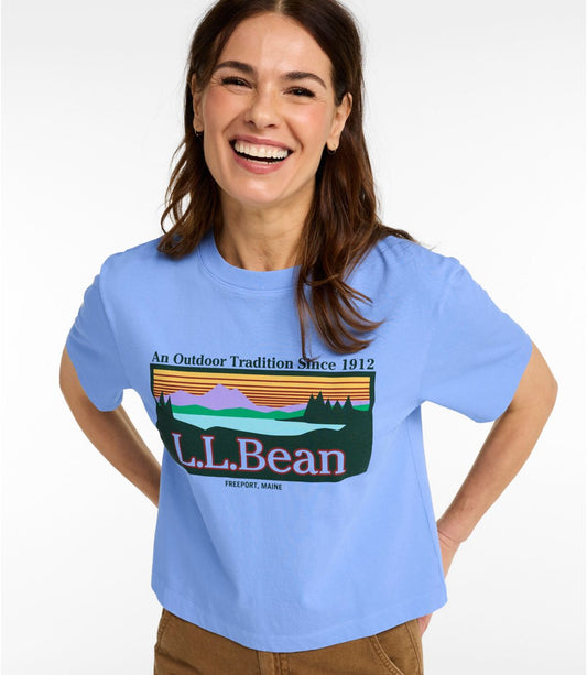 Women's Sunwashed Tee, Short-Sleeve Cropped Boxy Crewneck Logo - US 2995