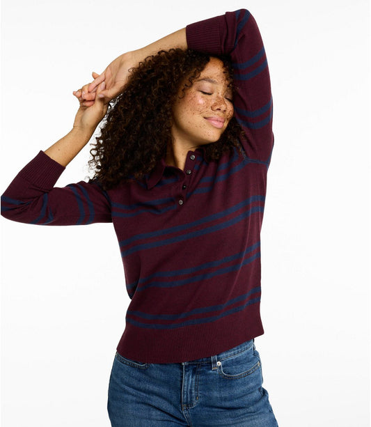 Women's Essential Merino Wool Sweater, Polo Stripe - US 3932
