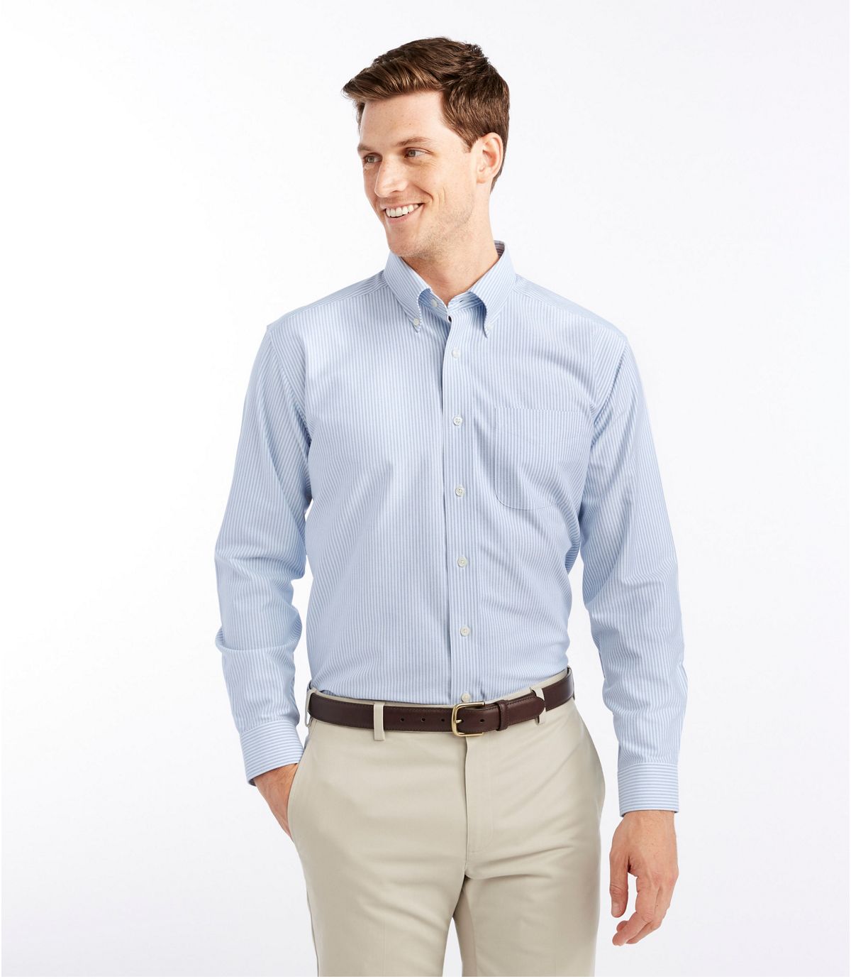 Men's Wrinkle-Free Classic Oxford Cloth Shirt, Traditional Fit University Stripe - US 1188