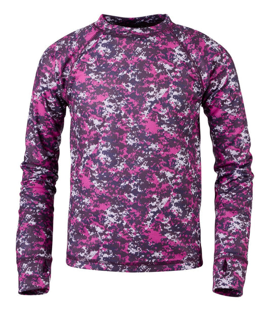 Kids' Wicked Warm Midweight Long Underwear, Top Print - US 3637