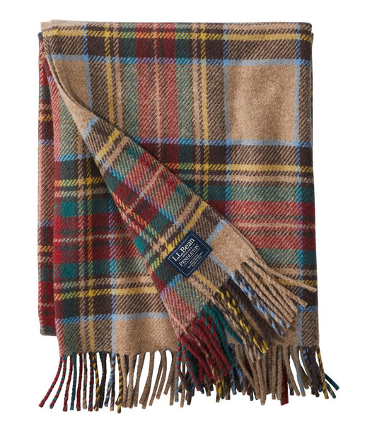 L.L.Bean Washable Wool Throw, Plaid 54" x 60" - US 6449