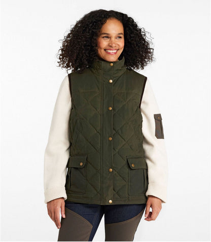 Women's L.L.Bean Upcountry Waxed Cotton Down Vest - US 8714