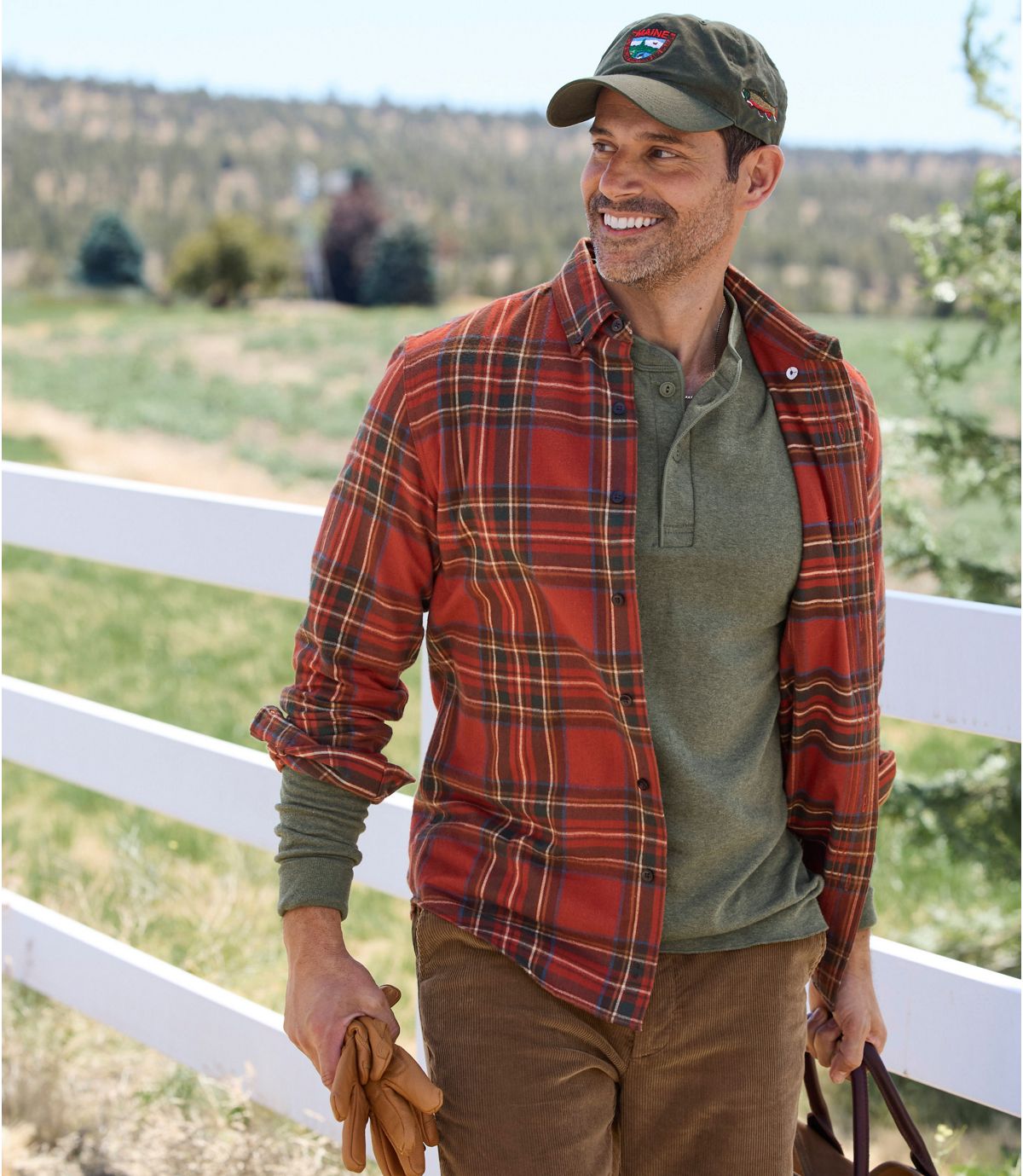 Men's Scotch Plaid Flannel Shirt, Slightly Fitted - US 0705