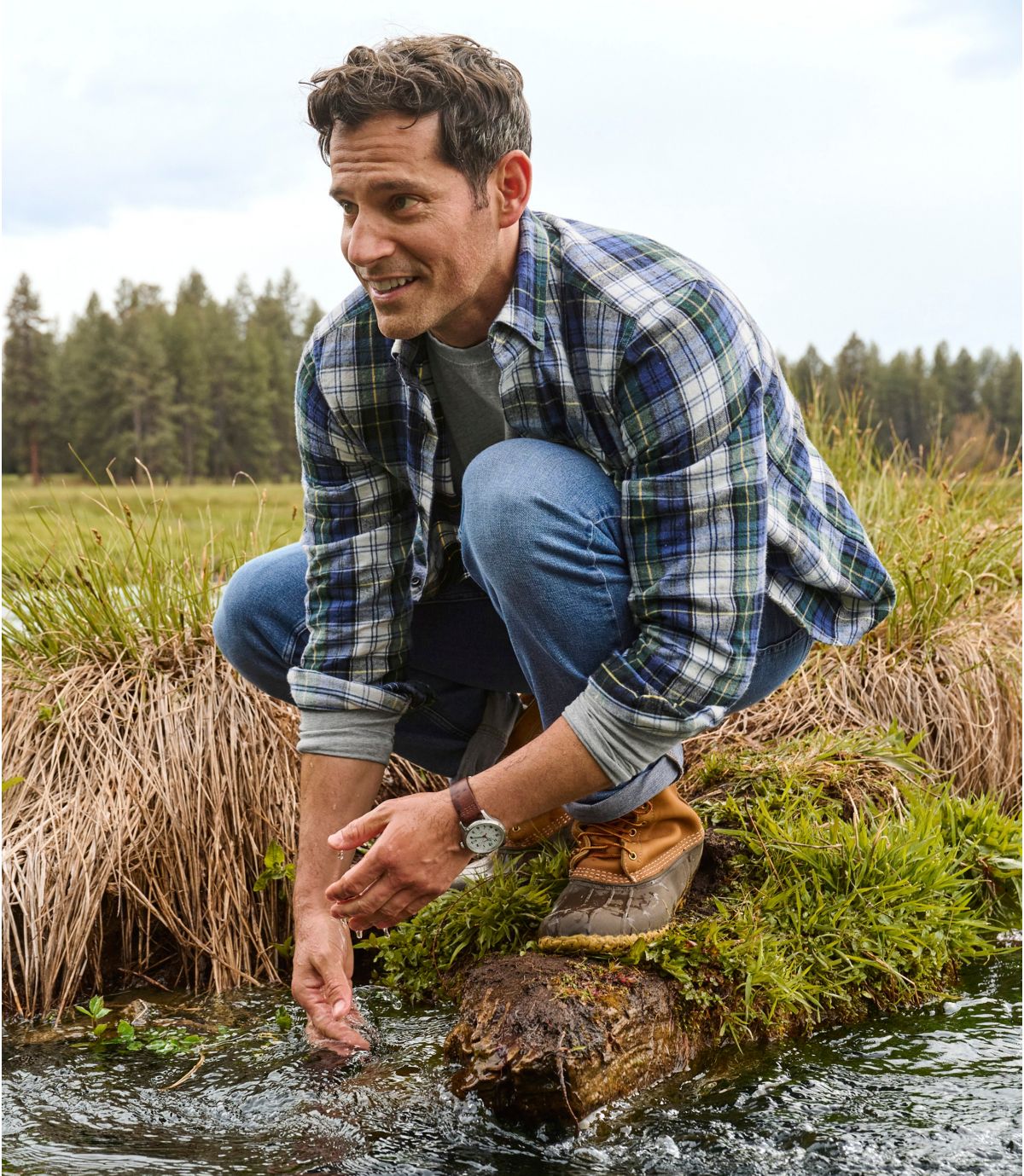Men's Scotch Plaid Flannel Shirt, Slightly Fitted - US 0705