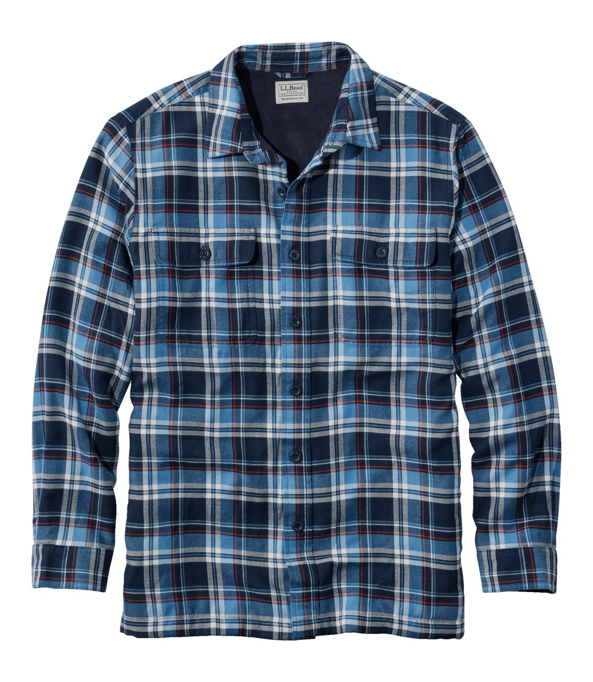 Men's Fleece-Lined Flannel Shirt, Traditional Fit, Plaid - US 5645