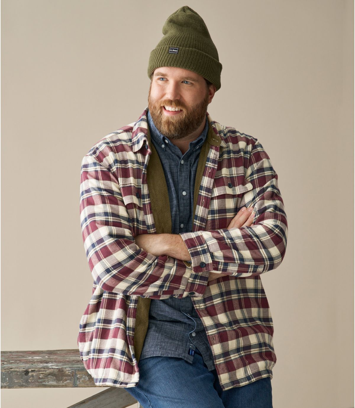 Men's Fleece-Lined Flannel Shirt, Traditional Fit, Plaid - US 5645