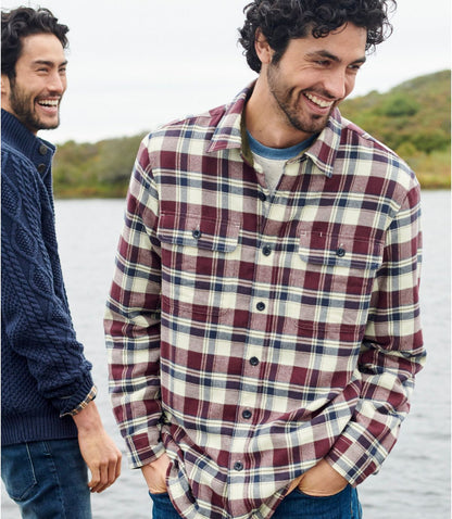 Men's Fleece-Lined Flannel Shirt, Traditional Fit, Plaid - US 5645