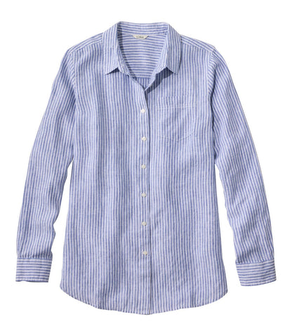 Women's Premium Washable Linen Shirt, Tunic Stripe - US 2994