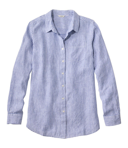 Women's Premium Washable Linen Shirt, Tunic Stripe - US 2994