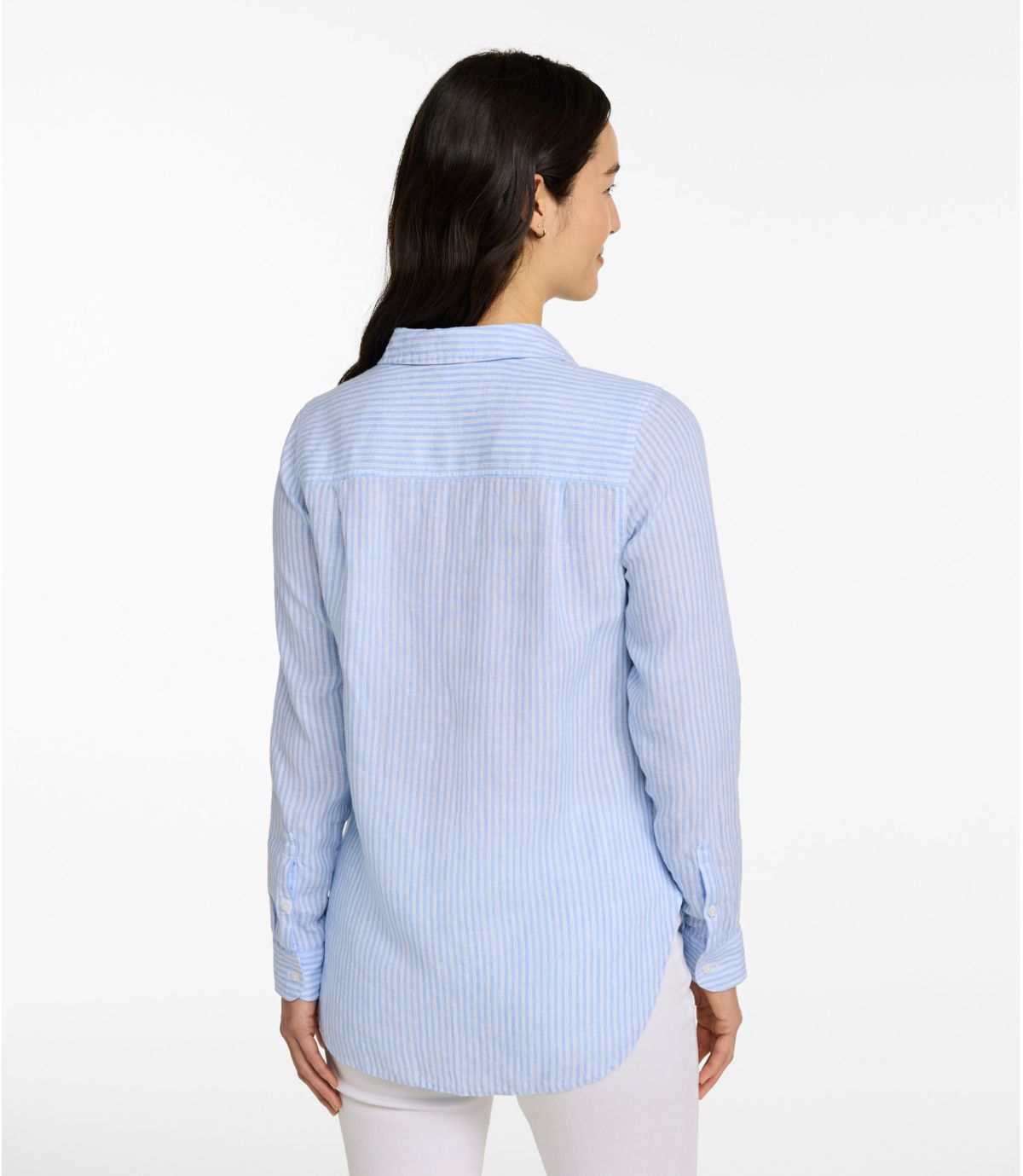 Women's Premium Washable Linen Shirt, Tunic Stripe - US 2994