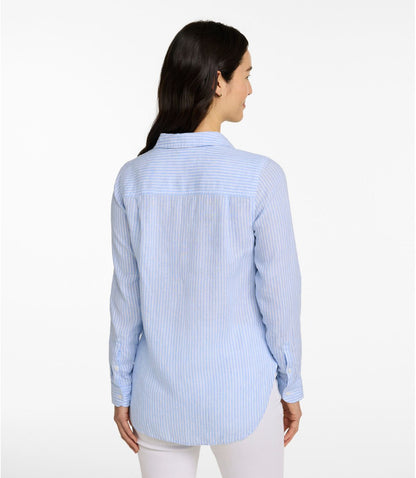 Women's Premium Washable Linen Shirt, Tunic Stripe - US 2994