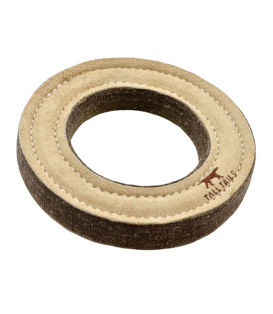 Natural Leather & Wool Ring Dog Toy - US 6282