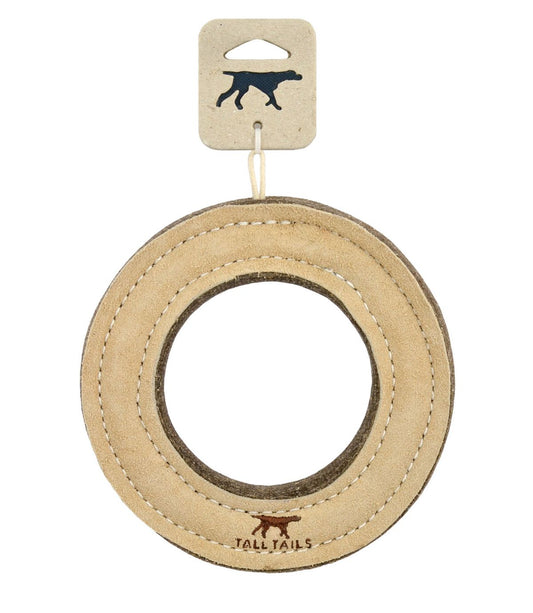 Natural Leather & Wool Ring Dog Toy - US 6282