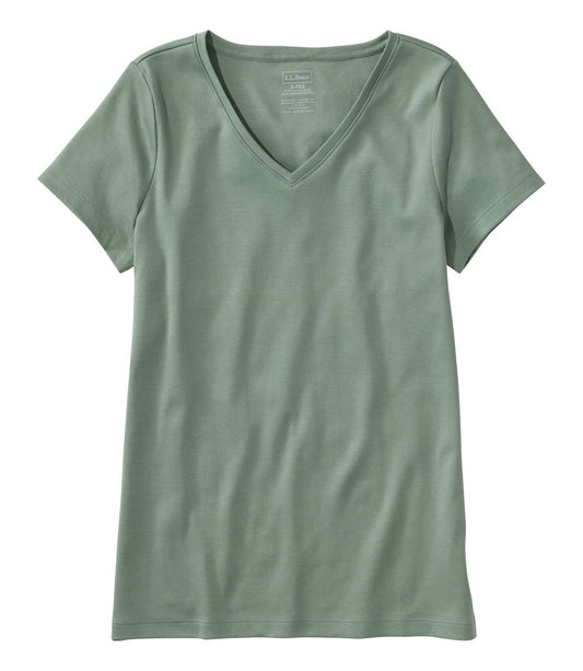 Women's Pima Cotton Shaped V-Neck, Short-Sleeve - US 8721