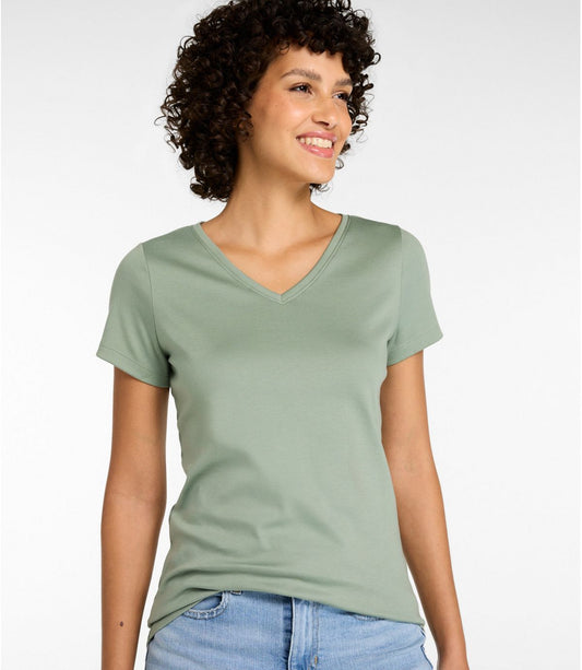 Women's Pima Cotton Shaped V-Neck, Short-Sleeve - US 8721