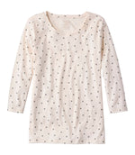 Women's Pima Cotton Shaped Jewelneck Tee, Three-Quarter-Sleeve Print - US 7930
