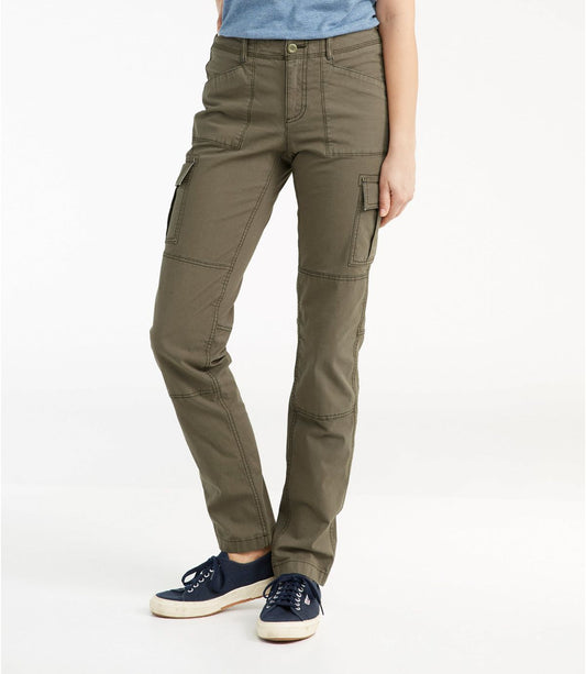 Women's Stretch Canvas Cargo Pants, Mid-Rise Straight-Leg - US 9763