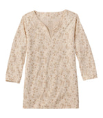 Women's Pima Cotton Tunic, Three-Quarter-Sleeve Splitneck Print - US 5777