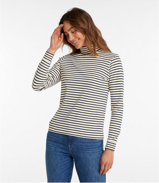 Women's L.L.Bean Interlock Turtleneck, Long-Sleeve Stripe - US 5280