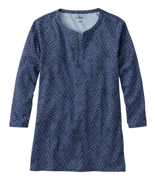Women's L.L.Bean Tee, Three-Quarter-Sleeve Splitneck Tunic Print - US 7151
