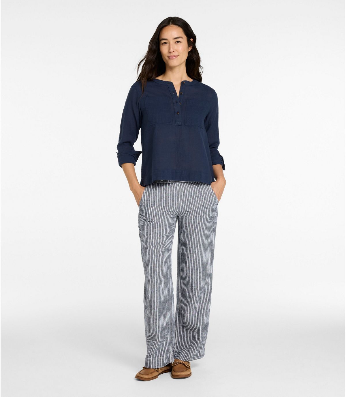 Women's Premium Washable Linen Pull-On Pants, Stripe - US 2610