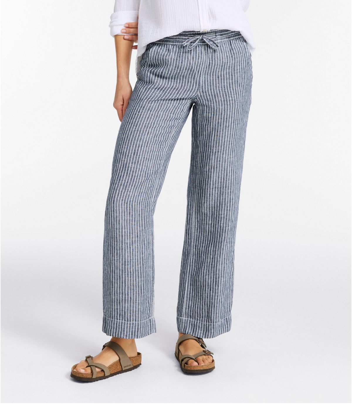 Women's Premium Washable Linen Pull-On Pants, Stripe - US 2610