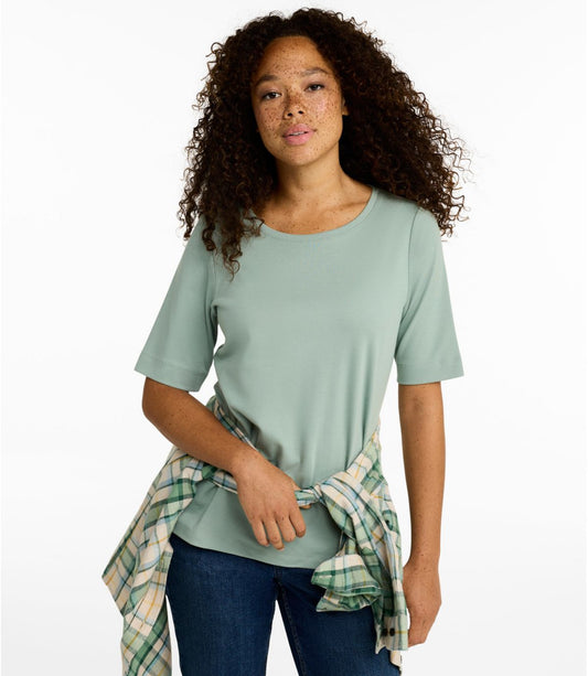 Women's L.L.Bean Jewelneck Tee, Elbow-Sleeve - US 5717