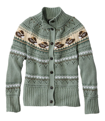 Women's Signature Cotton Fisherman Sweater, Short Cardigan Fair Isle - US 8825