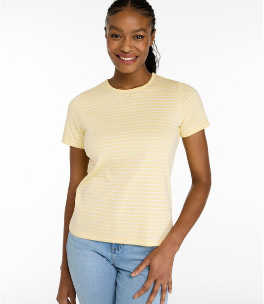 Women's Pima Cotton Tee, Short-Sleeve Crewneck Stripe - US 7799