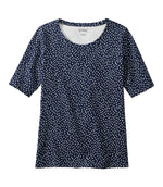 Women's L.L.Bean Jewelneck Tee, Elbow-Sleeve Print - US 8299