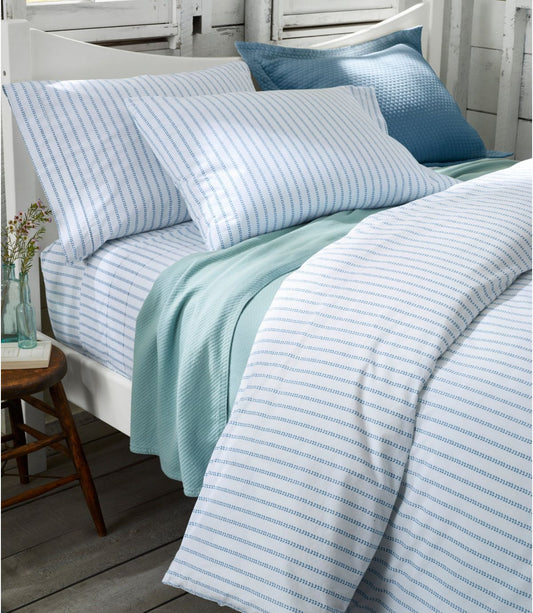 Sunwashed Percale Sheet Collection, Stripe Leaf - US 3064