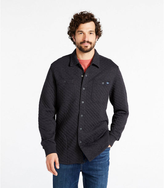 Men's Quilted Sweatshirts, Snap Overshirt - US 9842
