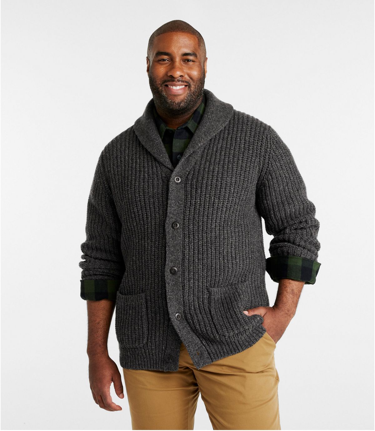 Men's L.L.Bean Classic Ragg Wool Sweater, Cardigan - US 6156
