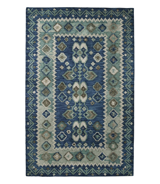 Double Border Wool Hooked Rug - US 3709