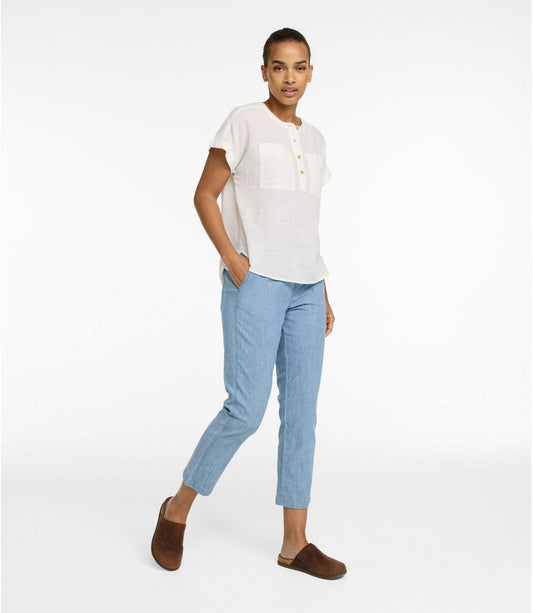 Women's Lakewashed Pull-On Chinos, Mid-Rise Chambray Ankle Pants - US 2434