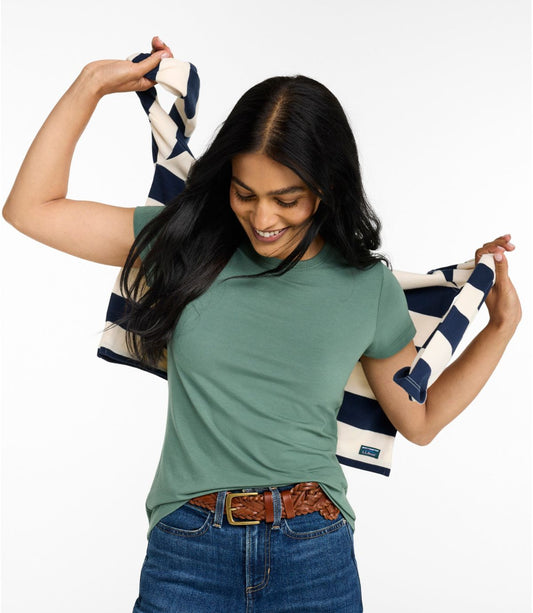 Women's Soft Stretch Supima-Blend Tee, Crewneck Short-Sleeve - US 2433